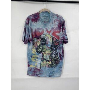 The Mountain Boxer Dog Graphic Tie Dye Tshirt Women Medium Colorful Retro Casual